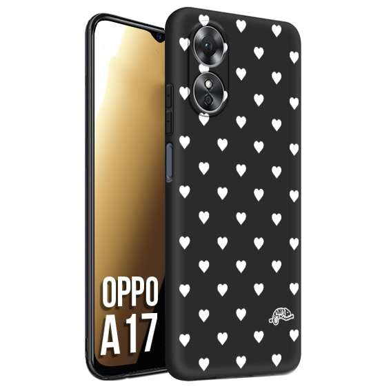 CUSTOMIZZA - Custodia cover nera morbida in tpu compatibile per Oppo A17 cuori pois bianchi donna pin up vintage