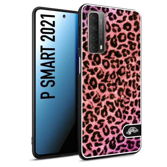 CUSTOMIZZA - Custodia cover nera morbida in tpu compatibile per Huawei P Smart 2021 leopardato maculato donna rosa leopard