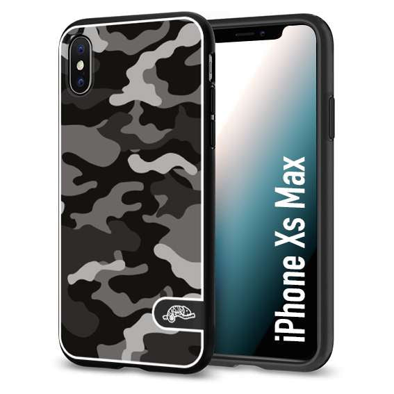 CUSTOMIZZA - Custodia cover nera morbida in tpu compatibile per iPhone Xs Max camouflage mimetico militare nero black grigio