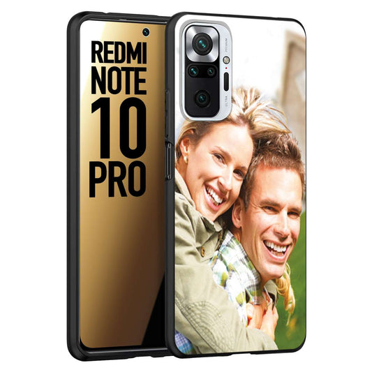 CUSTOMIZZA - Custodia cover nera morbida in tpu compatibile per Xiaomi Redmi Note 10 PRO personalizzata con foto immagine scritta a piacere