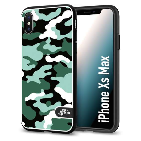 CUSTOMIZZA - Custodia cover nera morbida in tpu compatibile per iPhone Xs Max camouflage mimetico militare verde green