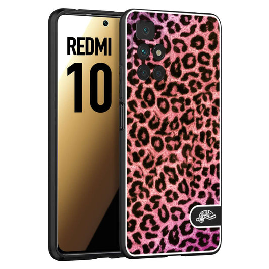 CUSTOMIZZA - Custodia cover nera morbida in tpu compatibile per Xiaomi Redmi 10 leopardato maculato donna rosa leopard