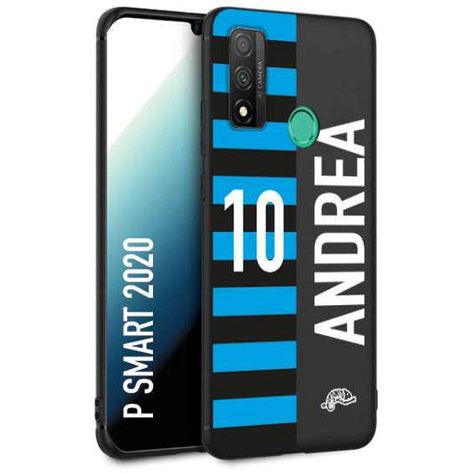 CUSTOMIZZA - Custodia cover nera morbida in tpu compatibile per Huawei P Smart 2020 personalizzata calcio football nome e numero calciatori nerazzurra