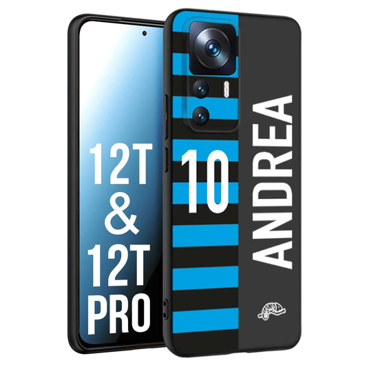 CUSTOMIZZA - Custodia cover nera morbida in tpu compatibile per Xiaomi 12T - 12T PRO personalizzata calcio football nome e numero calciatori nerazzurra