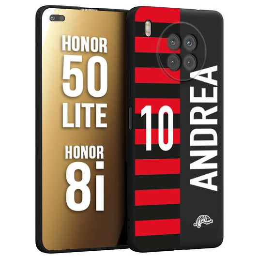 CUSTOMIZZA - Custodia cover nera morbida in tpu compatibile per Honor 8i - Honor 50 LITE personalizzata calcio football nome e numero calciatori rossonera