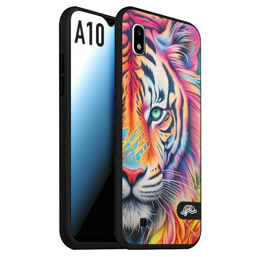 CUSTOMIZZA - Custodia cover nera morbida in tpu compatibile per Samsung A10 animali color tigre tiger viso colori vibranti disegnato schizzo