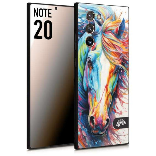 CUSTOMIZZA - Custodia cover nera morbida in tpu compatibile per Samsung NOTE 20 animali color cavallo horse viso colori vibranti disegnato schizzo