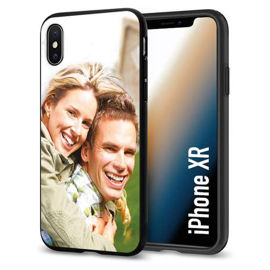 CUSTOMIZZA - Custodia cover nera morbida in tpu compatibile per iPhone Xr personalizzata con foto immagine scritta a piacere