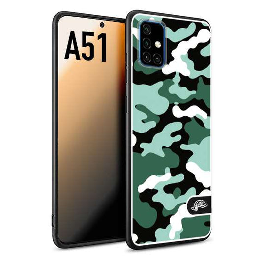 CUSTOMIZZA - Custodia cover nera morbida in tpu compatibile per Samsung A51 camouflage mimetico militare verde green