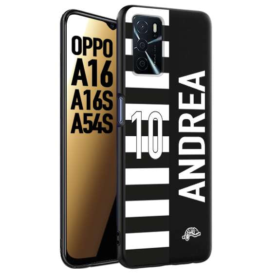 CUSTOMIZZA - Custodia cover nera morbida in tpu compatibile per Oppo A16 - A16S - A54S personalizzata calcio football nome e numero calciatori bianconera