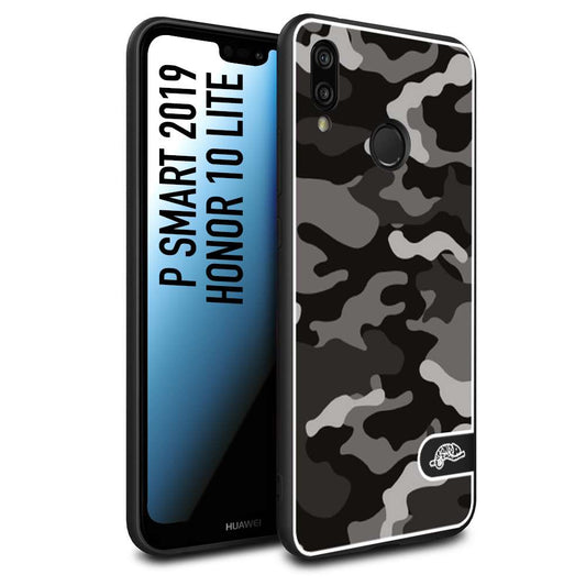 CUSTOMIZZA - Custodia cover nera morbida in tpu compatibile per Huawei P Smart 2019 camouflage mimetico militare nero black grigio