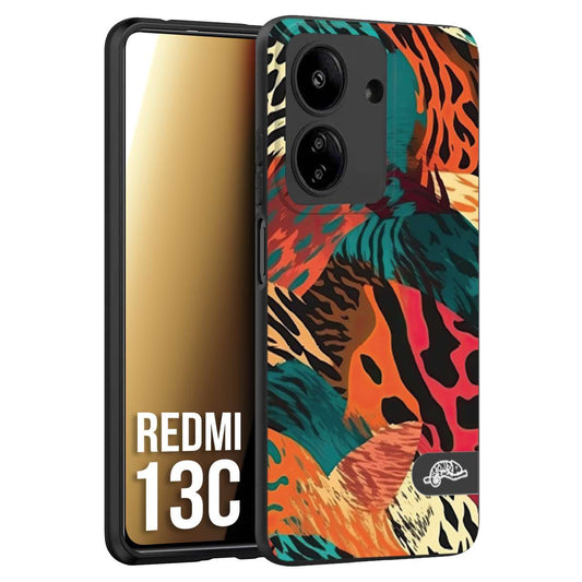 CUSTOMIZZA - Custodia cover nera morbida in tpu compatibile per Xiaomi Redmi 13C leopardato tigrato tiger colorata summer arancio verde fucsia