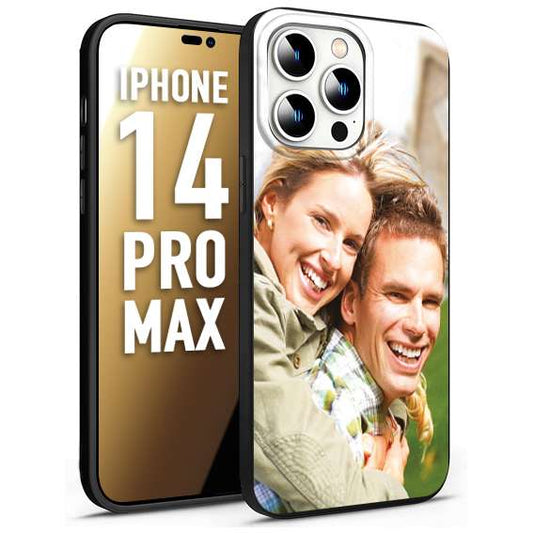 CUSTOMIZZA - Custodia cover nera morbida in tpu compatibile per iPhone 14 PRO MAX personalizzata con foto immagine scritta a piacere