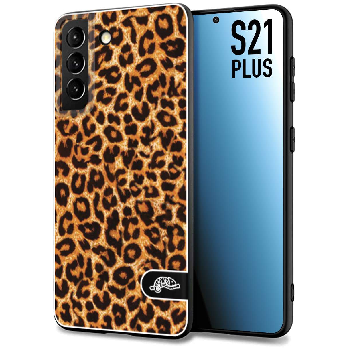 CUSTOMIZZA - Custodia cover nera morbida in tpu compatibile per Samsung S21 PLUS leopardato maculato donna marrone leopard brown