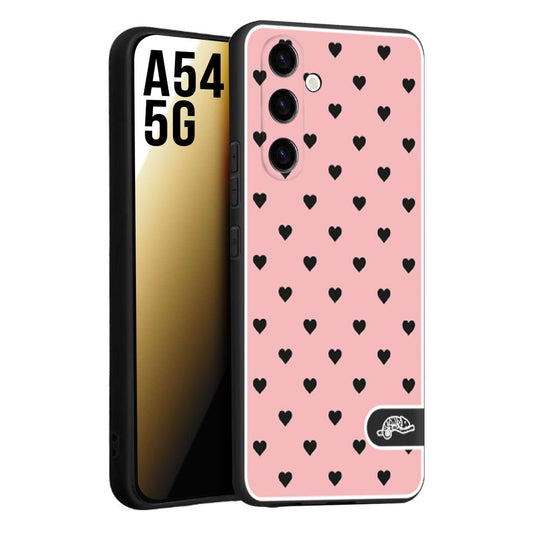 CUSTOMIZZA - Custodia cover nera morbida in tpu compatibile per Samsung A54 5G cuori pois rosa donna pin up vintage