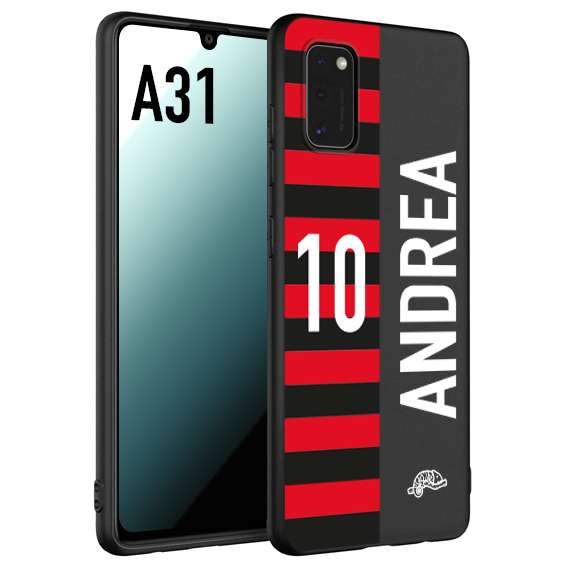 CUSTOMIZZA - Custodia cover nera morbida in tpu compatibile per Samsung A31 personalizzata calcio football nome e numero calciatori rossonera