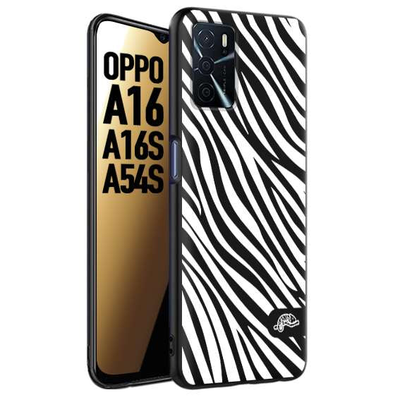 CUSTOMIZZA - Custodia cover nera morbida in tpu compatibile per Oppo A16 - A16S - A54S zebrata maculata a rilievo soft touch donna bianca