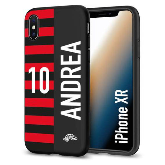 CUSTOMIZZA - Custodia cover nera morbida in tpu compatibile per iPhone Xr personalizzata calcio football nome e numero calciatori rossonera