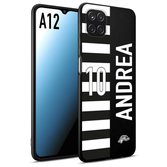 CUSTOMIZZA - Custodia cover nera morbida in tpu compatibile per Samsung A12 personalizzata calcio football nome e numero calciatori bianconera