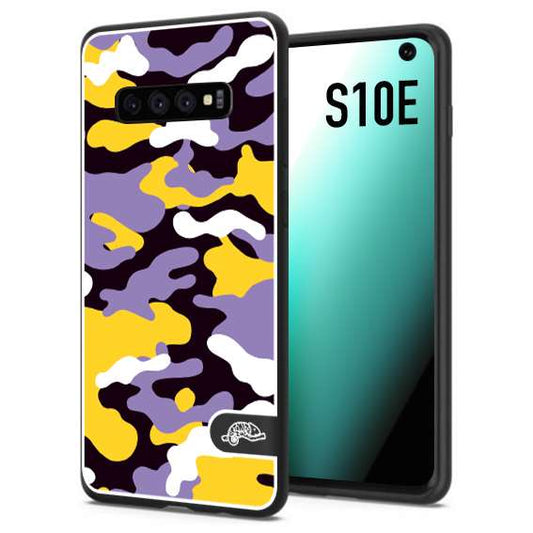 CUSTOMIZZA - Custodia cover nera morbida in tpu compatibile per Samsung S10E camouflage mimetico militare viola lilla giallo