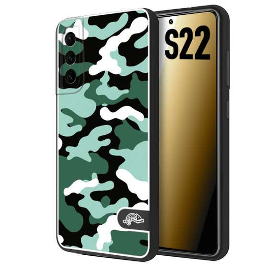 CUSTOMIZZA - Custodia cover nera morbida in tpu compatibile per Samsung S22 camouflage mimetico militare verde green