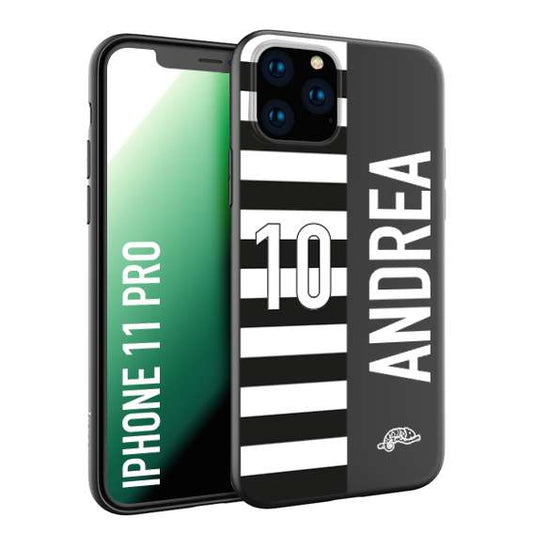 CUSTOMIZZA - Custodia cover nera morbida in tpu compatibile per iPhone 11 PRO personalizzata calcio football nome e numero calciatori bianconera