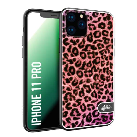 CUSTOMIZZA - Custodia cover nera morbida in tpu compatibile per iPhone 11 PRO leopardato maculato donna rosa leopard