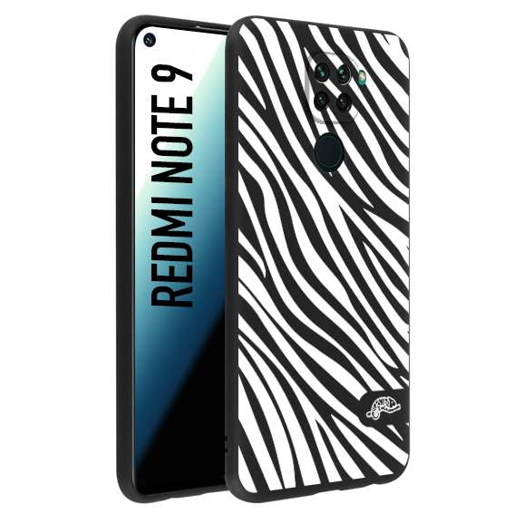 CUSTOMIZZA - Custodia cover nera morbida in tpu compatibile per Xiaomi Redmi Note 9 zebrata maculata a rilievo soft touch donna bianca