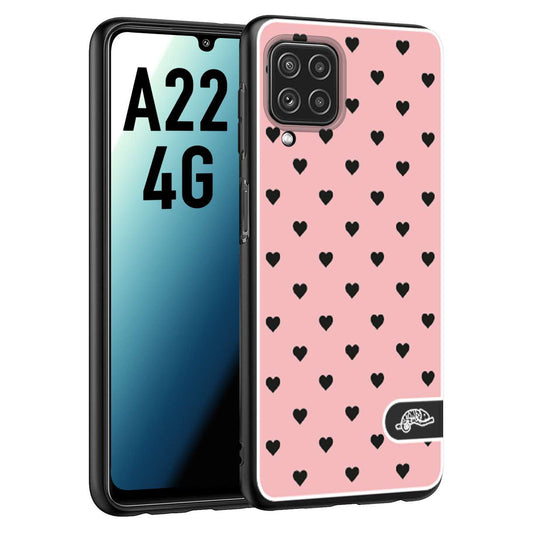 CUSTOMIZZA - Custodia cover nera morbida in tpu compatibile per Samsung A22 4G cuori pois rosa donna pin up vintage