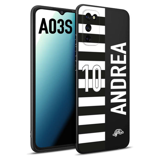 CUSTOMIZZA - Custodia cover nera morbida in tpu compatibile per Samsung A03S personalizzata calcio football nome e numero calciatori bianconera