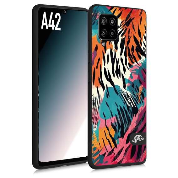 CUSTOMIZZA - Custodia cover nera morbida in tpu compatibile per Samsung A42 leopardato maculato tigrato tiger colorata summer color