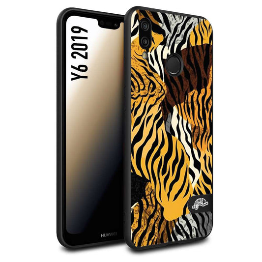 CUSTOMIZZA - Custodia cover nera morbida in tpu compatibile per Huawei Y6 2019 leopardato tigrato tiger colorata donna fashion estate