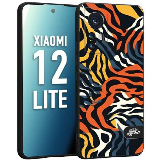 CUSTOMIZZA - Custodia cover nera morbida in tpu compatibile per Xiaomi 12 LITE leopardato maculato tigrato tiger colorata gialla blu arancio