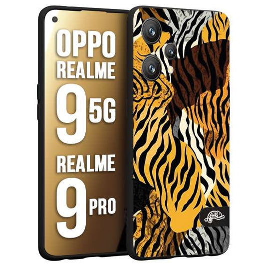 CUSTOMIZZA - Custodia cover nera morbida in tpu compatibile per Oppo Realme 9 5G - 9 PRO leopardato tigrato tiger colorata donna fashion estate