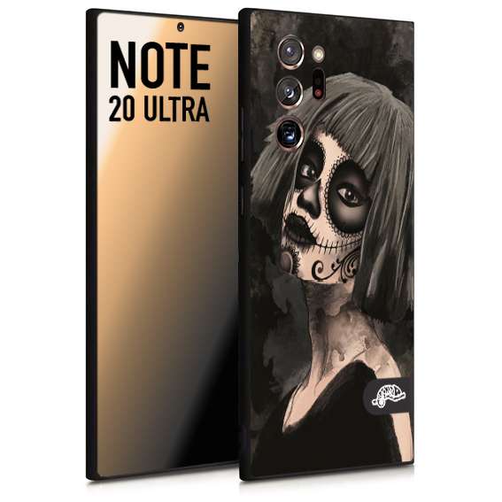 CUSTOMIZZA - Custodia cover nera morbida in tpu compatibile per Samsung NOTE 20 ULTRA chicana messicana dea de la muerte donna santa tattoo disegnata