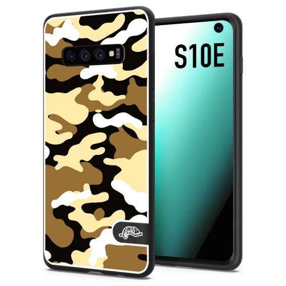 CUSTOMIZZA - Custodia cover nera morbida in tpu compatibile per Samsung S10E camouflage mimetico militare giallo desert brown