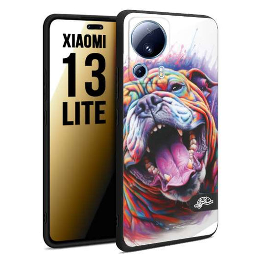 CUSTOMIZZA - Custodia cover nera morbida in tpu compatibile per Xiaomi 13 LITE animali color bulldog cane dog colori vibranti disegnato schizzo