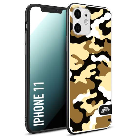 CUSTOMIZZA - Custodia cover nera morbida in tpu compatibile per iPhone 11 camouflage mimetico militare giallo desert brown