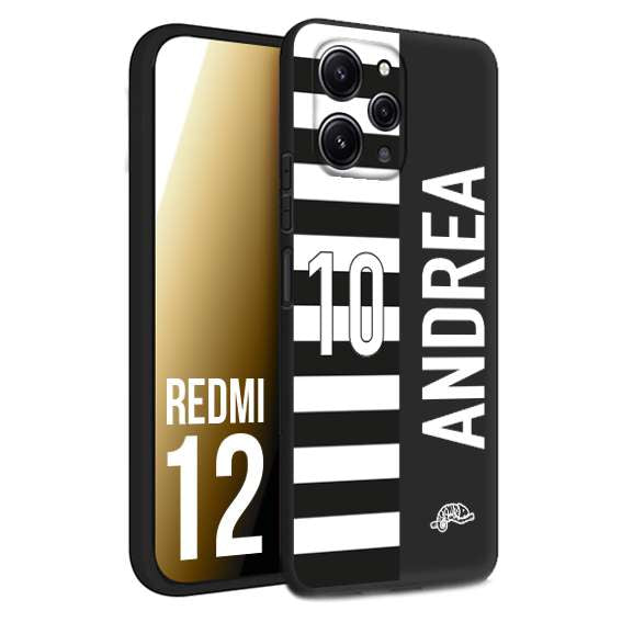 CUSTOMIZZA - Custodia cover nera morbida in tpu compatibile per Xiaomi Redmi 12 personalizzata calcio football nome e numero calciatori bianconera