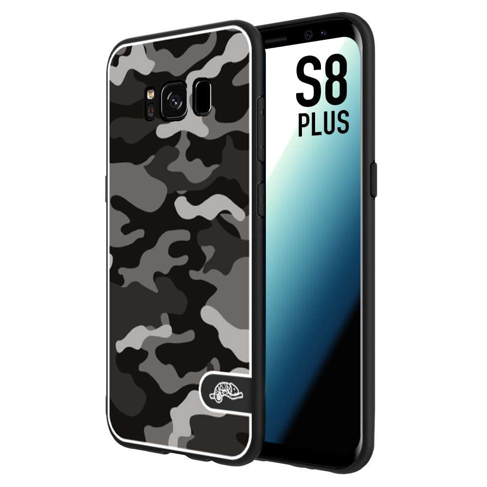 CUSTOMIZZA - Custodia cover nera morbida in tpu compatibile per Samsung S8 PLUS camouflage mimetico militare nero black grigio