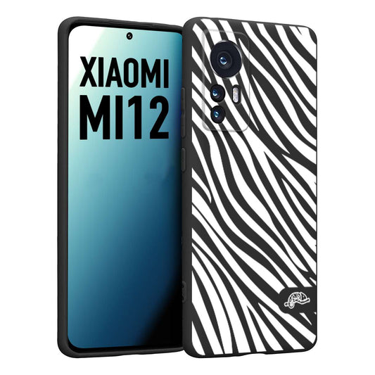 CUSTOMIZZA - Custodia cover nera morbida in tpu compatibile per Xiaomi 12 5G zebrata maculata a rilievo soft touch donna bianca