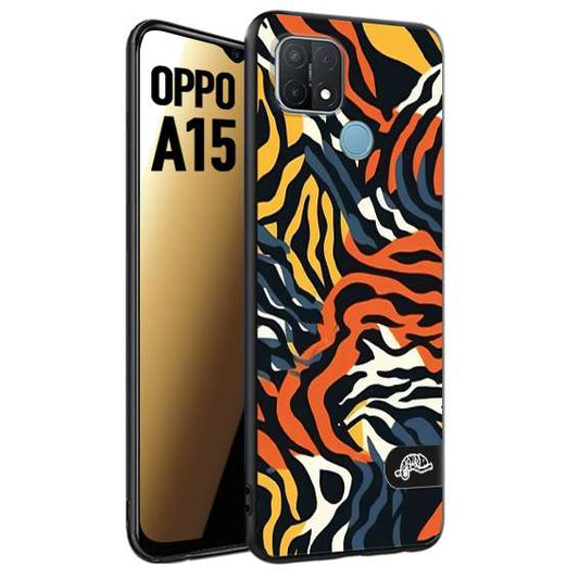 CUSTOMIZZA - Custodia cover nera morbida in tpu compatibile per Oppo A15 leopardato maculato tigrato tiger colorata gialla blu arancio