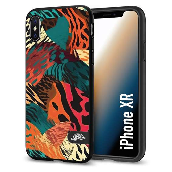 CUSTOMIZZA - Custodia cover nera morbida in tpu compatibile per iPhone Xr leopardato tigrato tiger colorata summer arancio verde fucsia