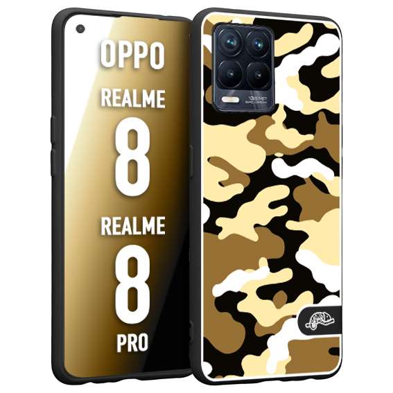 CUSTOMIZZA - Custodia cover nera morbida in tpu compatibile per Oppo Realme 8 - 8 PRO camouflage mimetico militare giallo desert brown