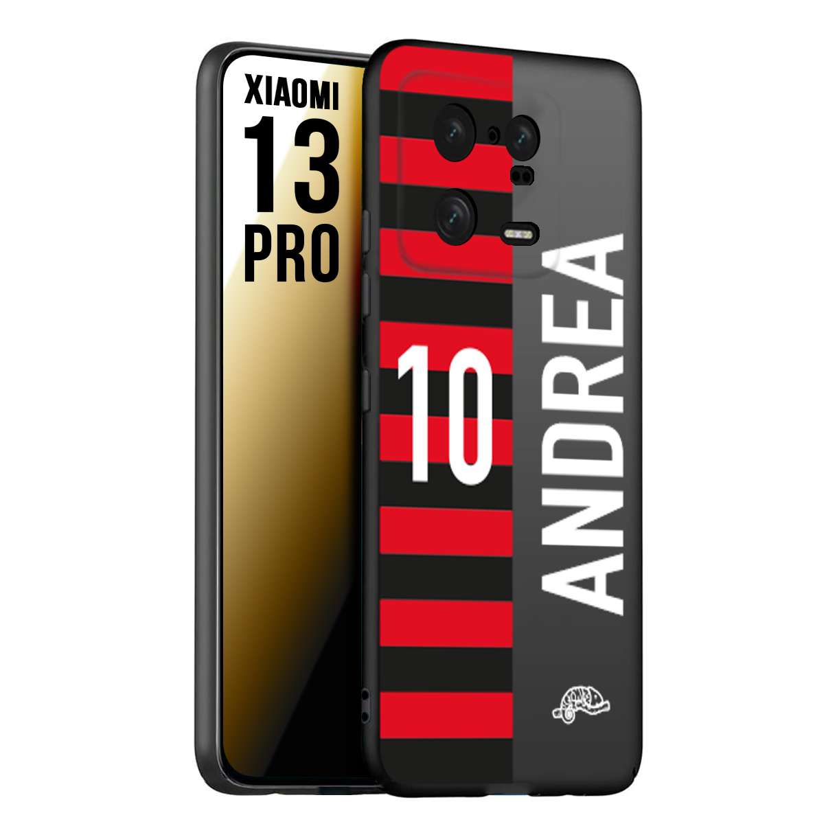 CUSTOMIZZA - Custodia cover nera morbida in tpu compatibile per Xiaomi 13 PRO personalizzata calcio football nome e numero calciatori rossonera