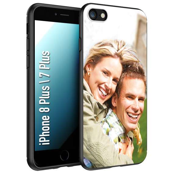 CUSTOMIZZA - Custodia cover nera morbida in tpu compatibile per iPhone 7 Plus - 8 pluspersonalizzata con foto immagine scritta a piacere