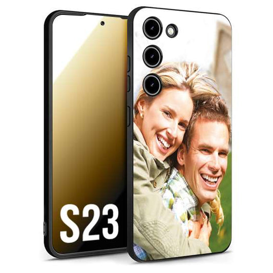 CUSTOMIZZA - Custodia cover nera morbida in tpu compatibile per Samsung S23 personalizzata con foto immagine scritta a piacere