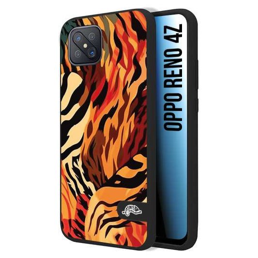 CUSTOMIZZA - Custodia cover nera morbida in tpu compatibile per Oppo Reno 4Z leopardato maculato tigrato tiger colorata gialla rossa arancio