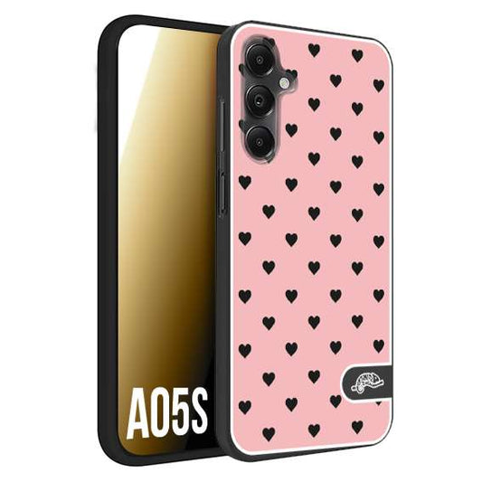 CUSTOMIZZA - Custodia cover nera morbida in tpu compatibile per Samsung A05S cuori pois rosa donna pin up vintage