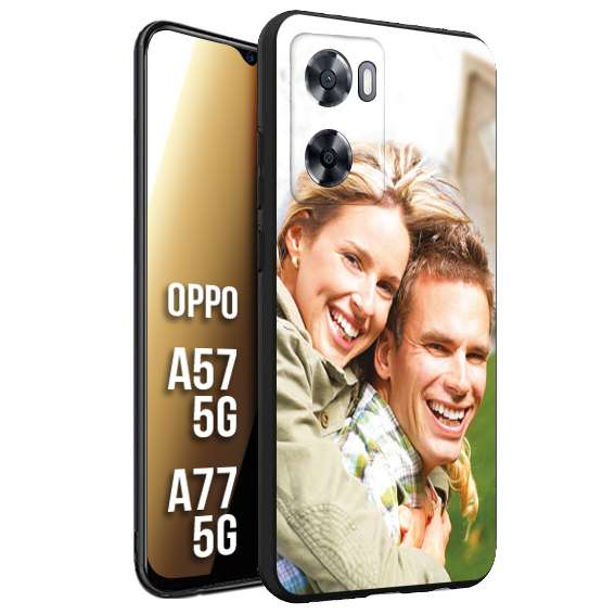 CUSTOMIZZA - Custodia cover nera morbida in tpu compatibile per Oppo A57 5G - A77 5G personalizzata con foto immagine scritta a piacere